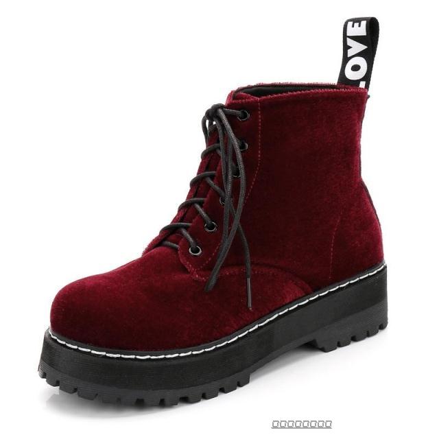 Velvet Strap Ankle Martin Boots